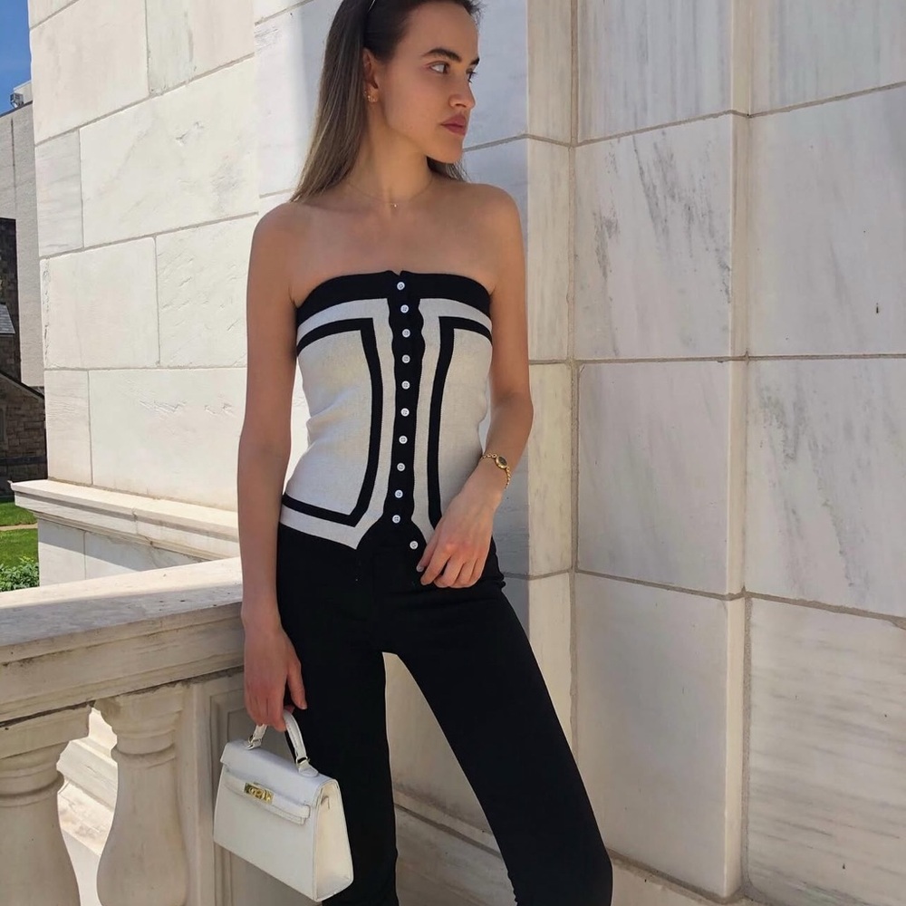 Elegant Black and White Women's Tube Top